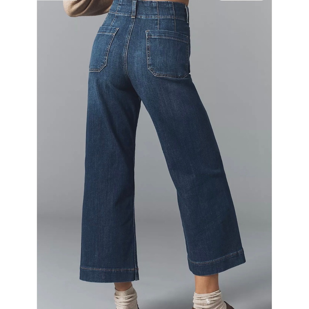 Maeve The Colette Wide Leg Jeans Women 30 Blue Excellent High Rise Patch Pocket - Picture 2 of 8